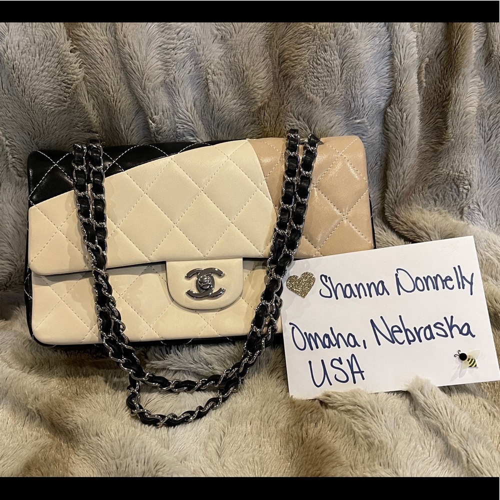 Chanel 10” dbl flap tri color